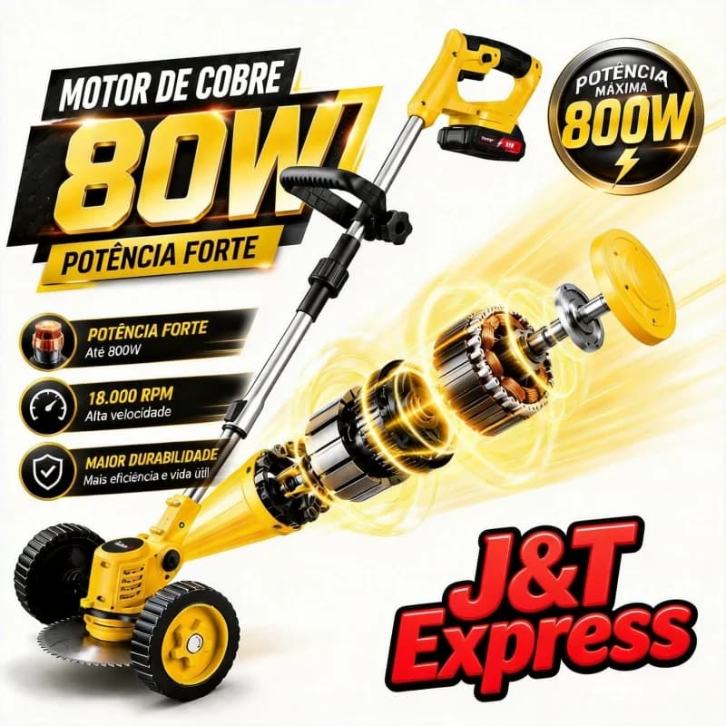 Cortador de Grama RubroX 21 V com 2 Baterias e Rodas