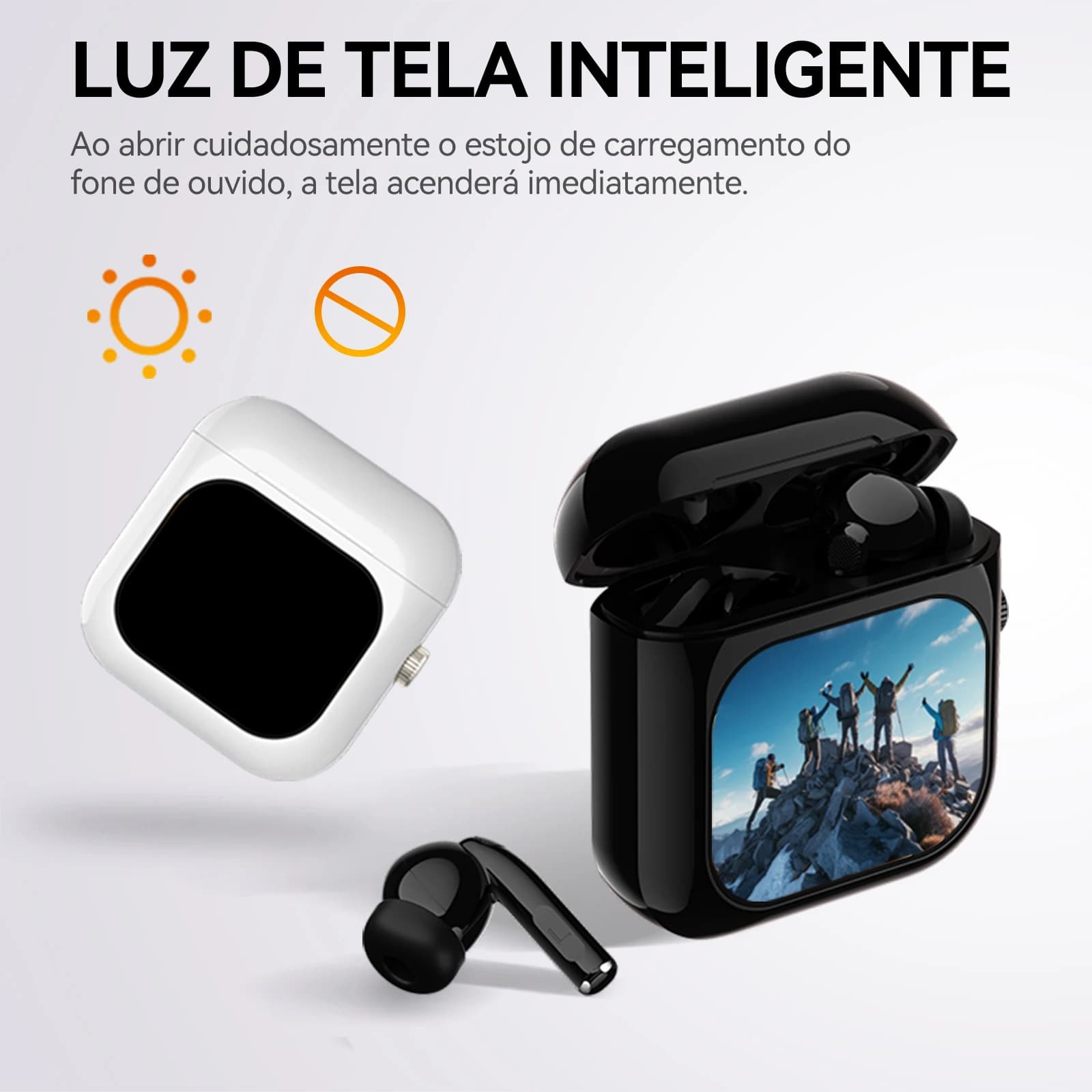 Fones Aurafit ​​Ai Acústica Concha & Bluetooth 5.3, 4 Mic Enc, 36h + Tela Tft
