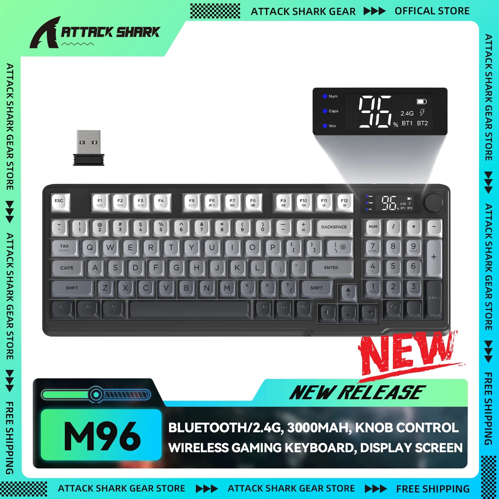 (Internacional) M96 Teclado de Membrama Creamy Membrane Sem Fio Freewolf Pc