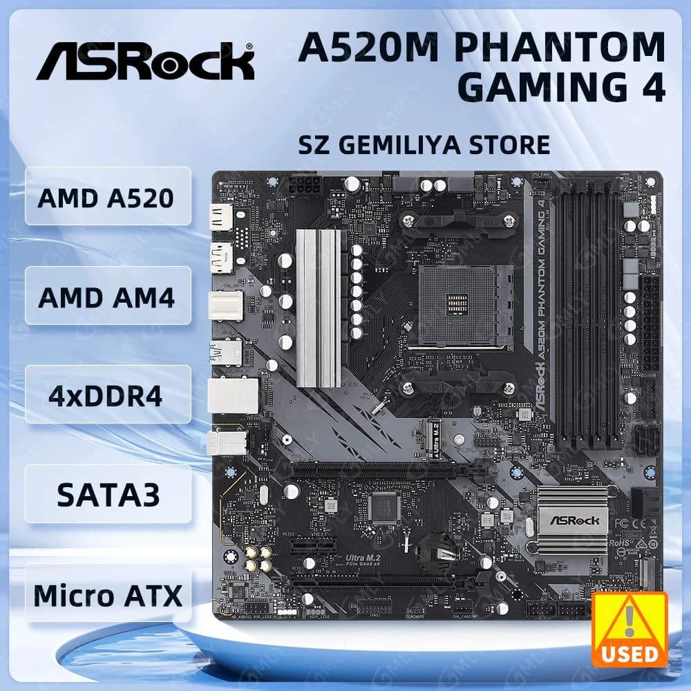Placa Mae Asrock A520M Phantom Gaming PCIe 3.0