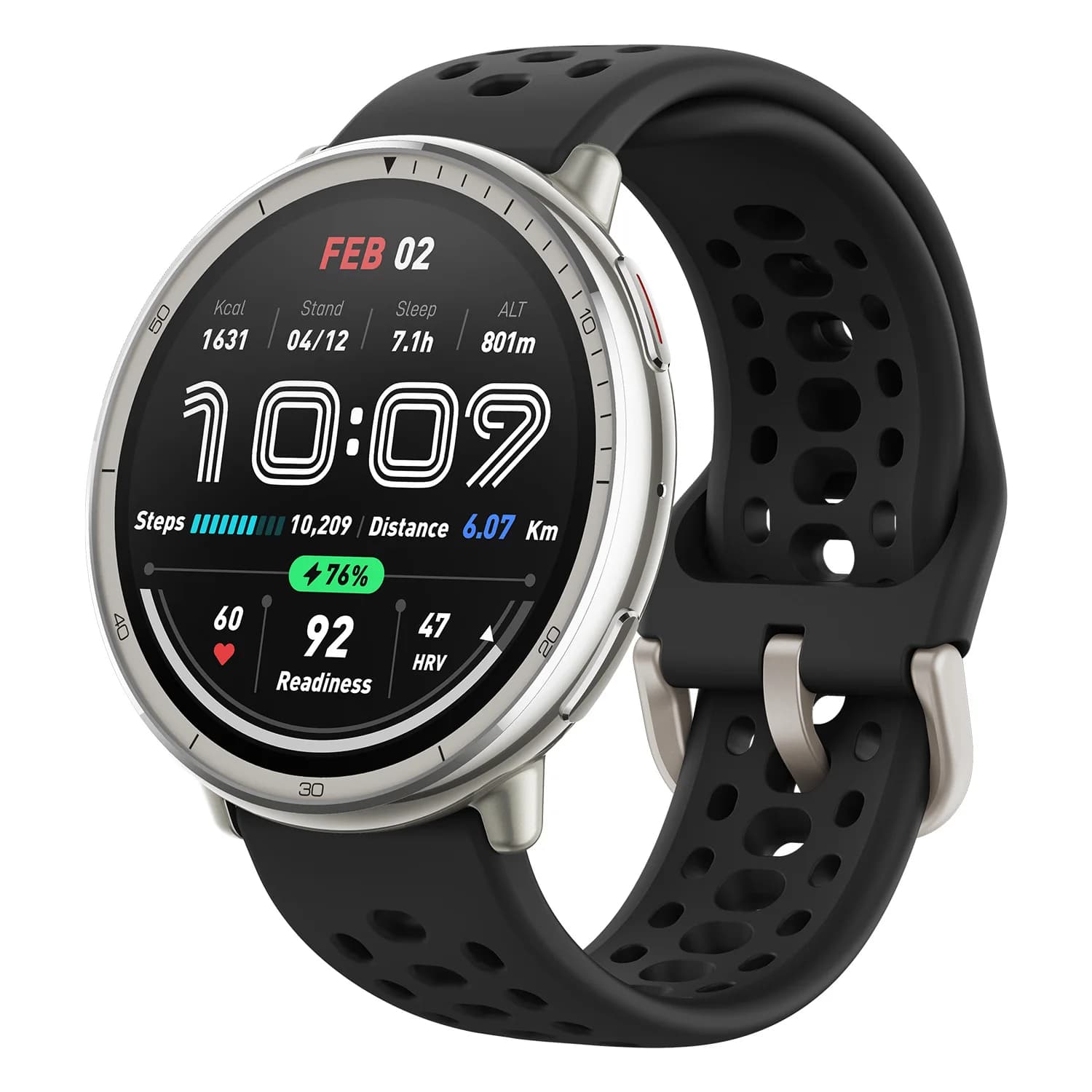 Smartwatch Amazfit Active 2 (Round) Standard Black Sport Silicone sem NFC