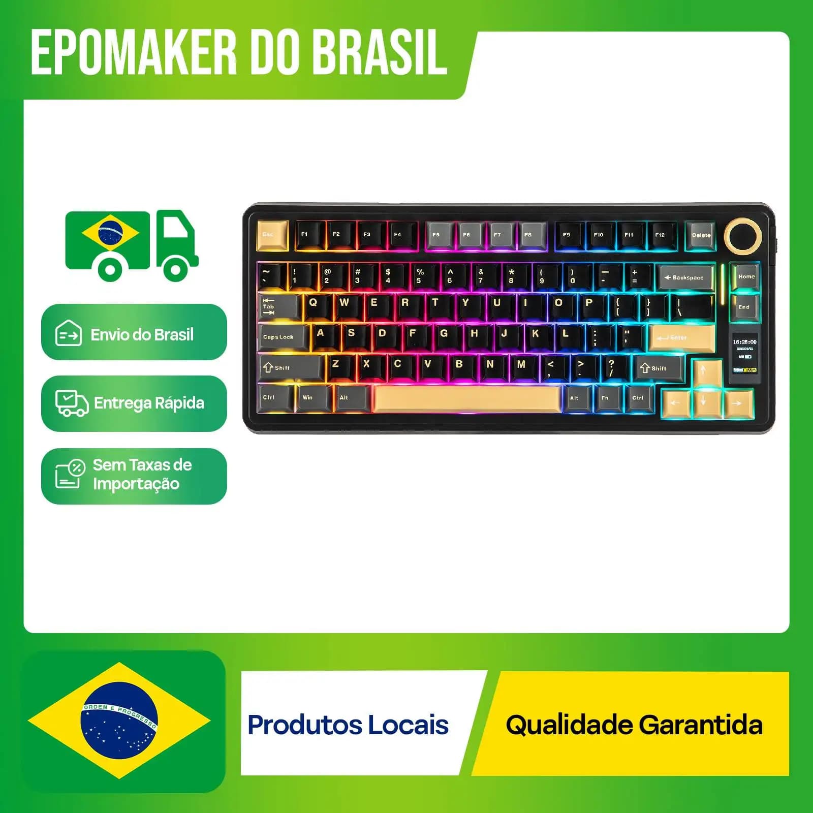 (ROSA) Teclado Mecânico ea 75 EPOMAKER x AULA MAX 75% ANSI US Hot-Swap Gasket