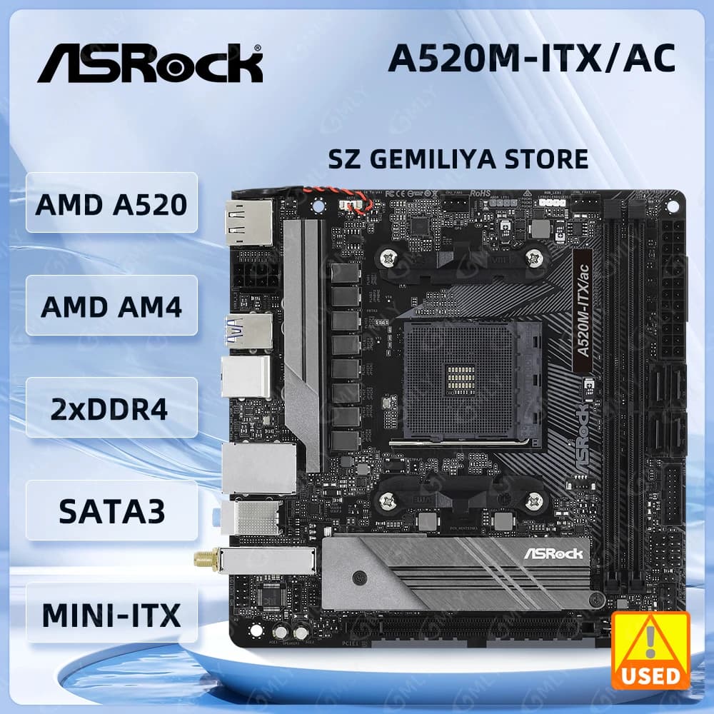 Placa Mãe ASRock A520M-ITX/ac usada