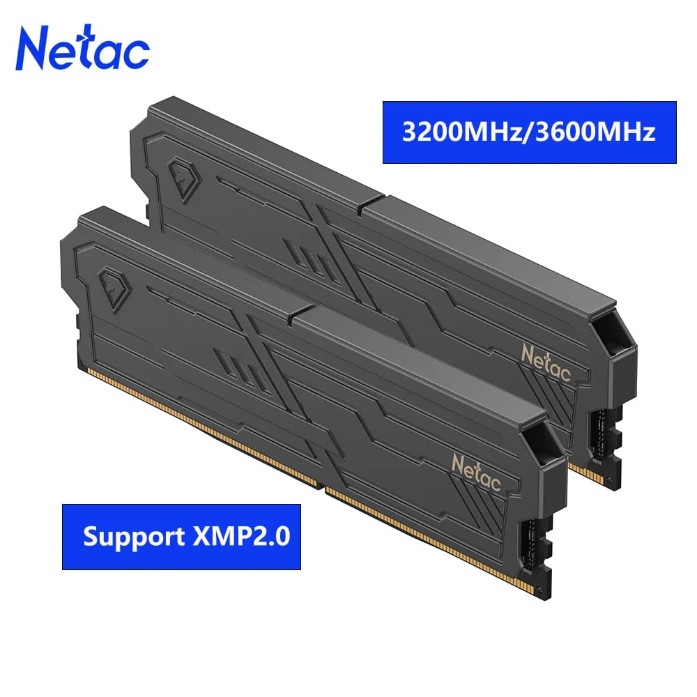 Memória RAM Netac Shadow III Preta 16 GB (2x8 GB) DDR4 3600 MHz CL18