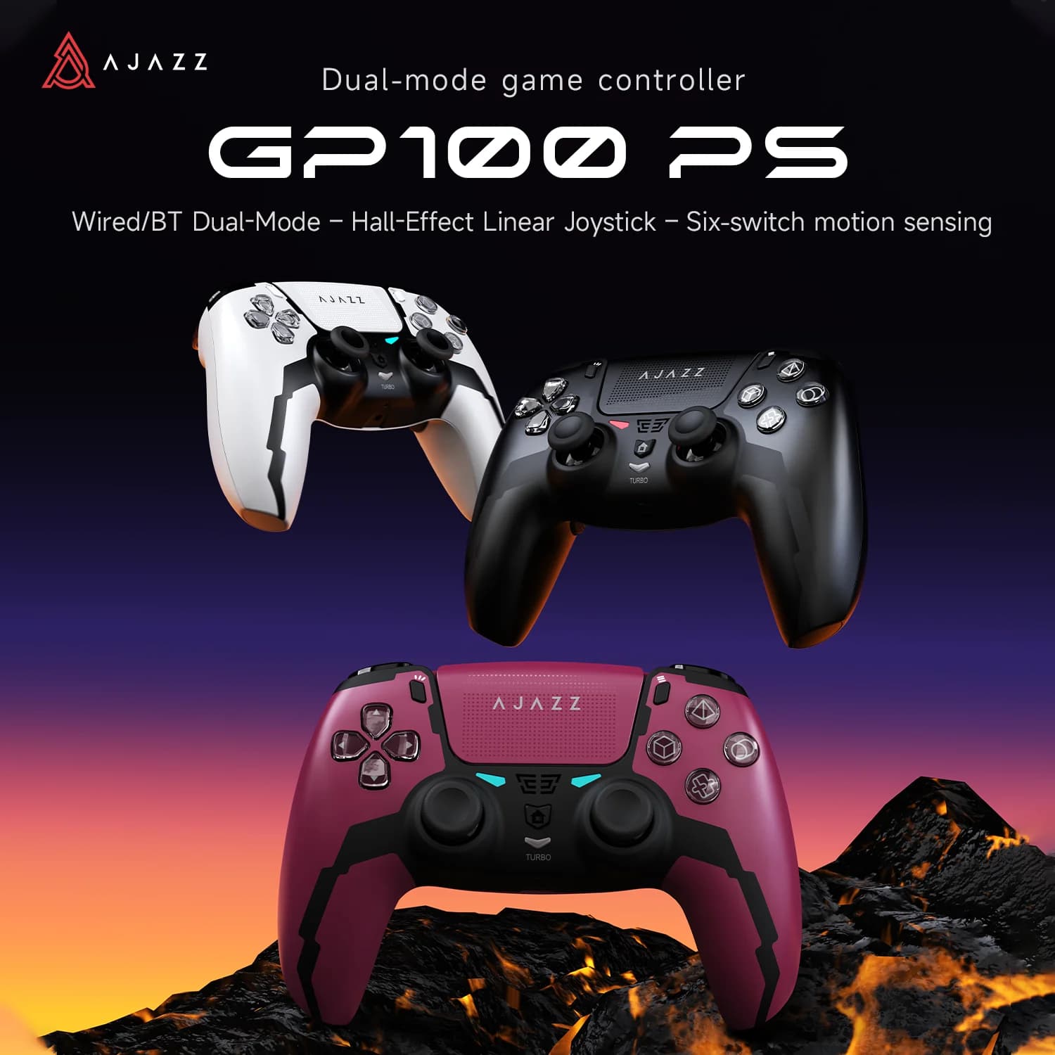 Controle Gamer para PS4 AJAZZ GP100 1200mAh, TouchPad, PC e etc