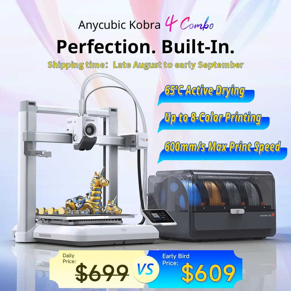 Impressora 3D ANYCUBIC Kobra 4 Combo com impressão rápida de 600mm/s, até 8