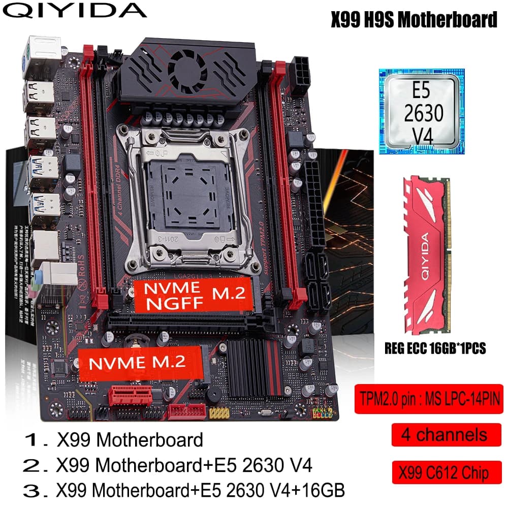 Placa mãe Qiyida X99 H9S (Quad Channel)