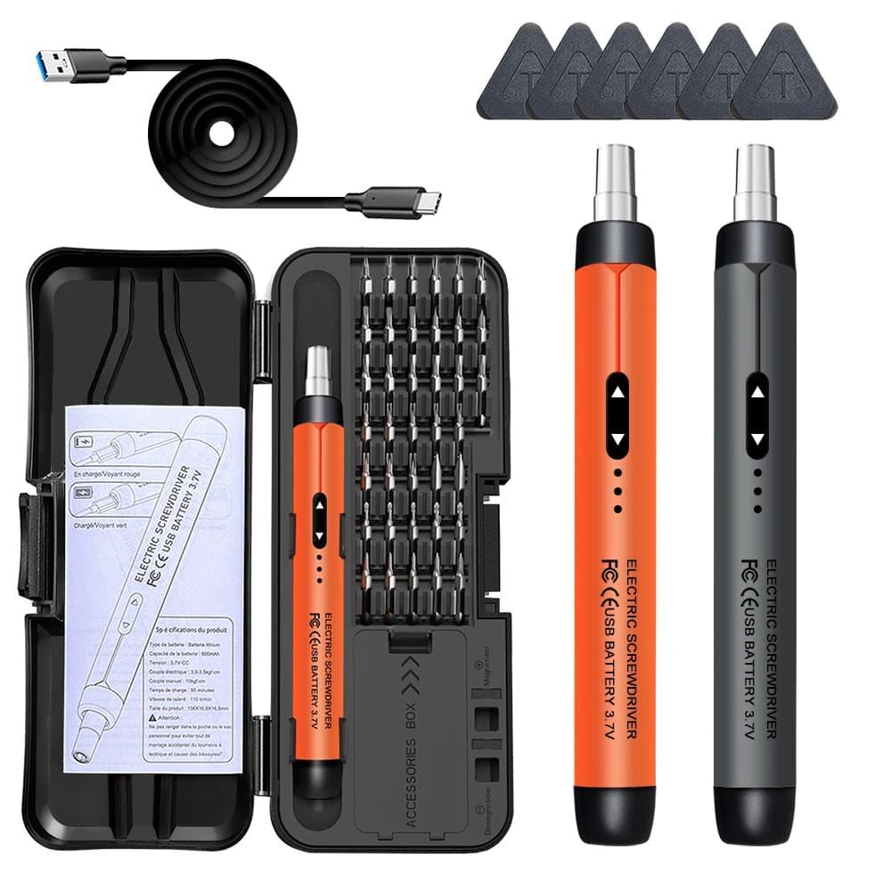 Kit de Parafusadeira Elétrica de Precisão 600 mAh com 38 Pontas