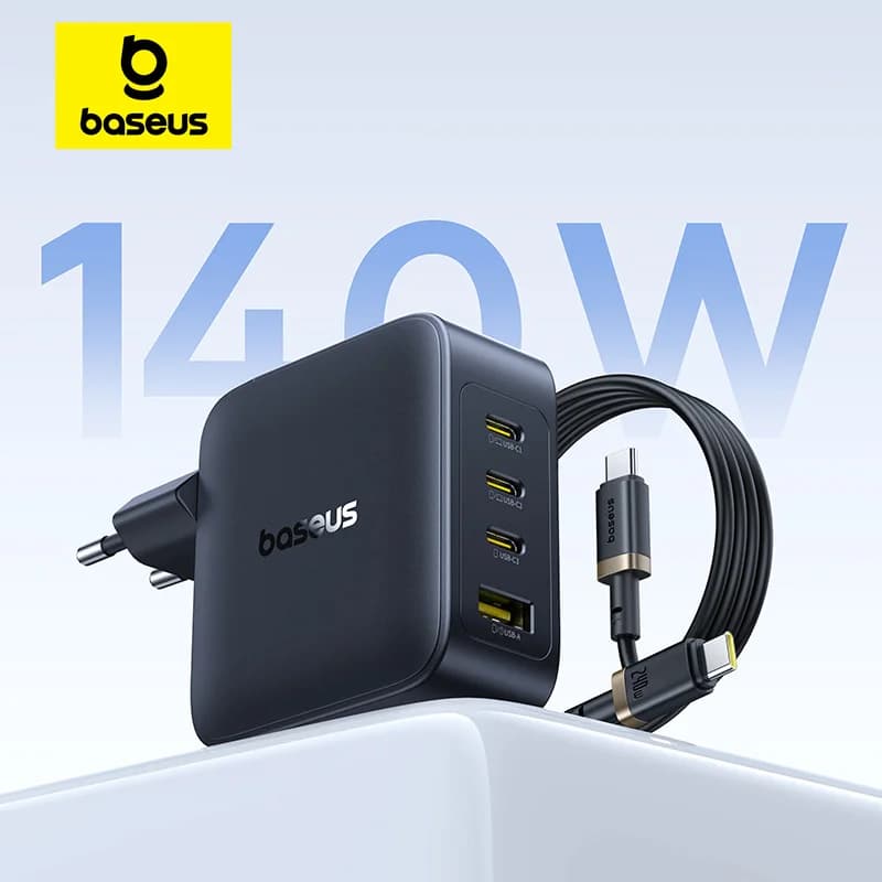 Carregador Baseus EnerFill FH11 GaN 140W, Plugue EU, com Cabo
