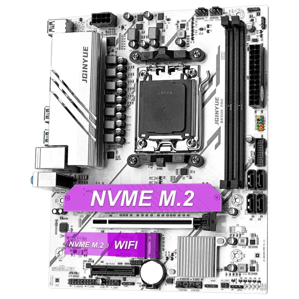 B650M PRO Jginyue Placa Mãe AM5 DDR5 white branca