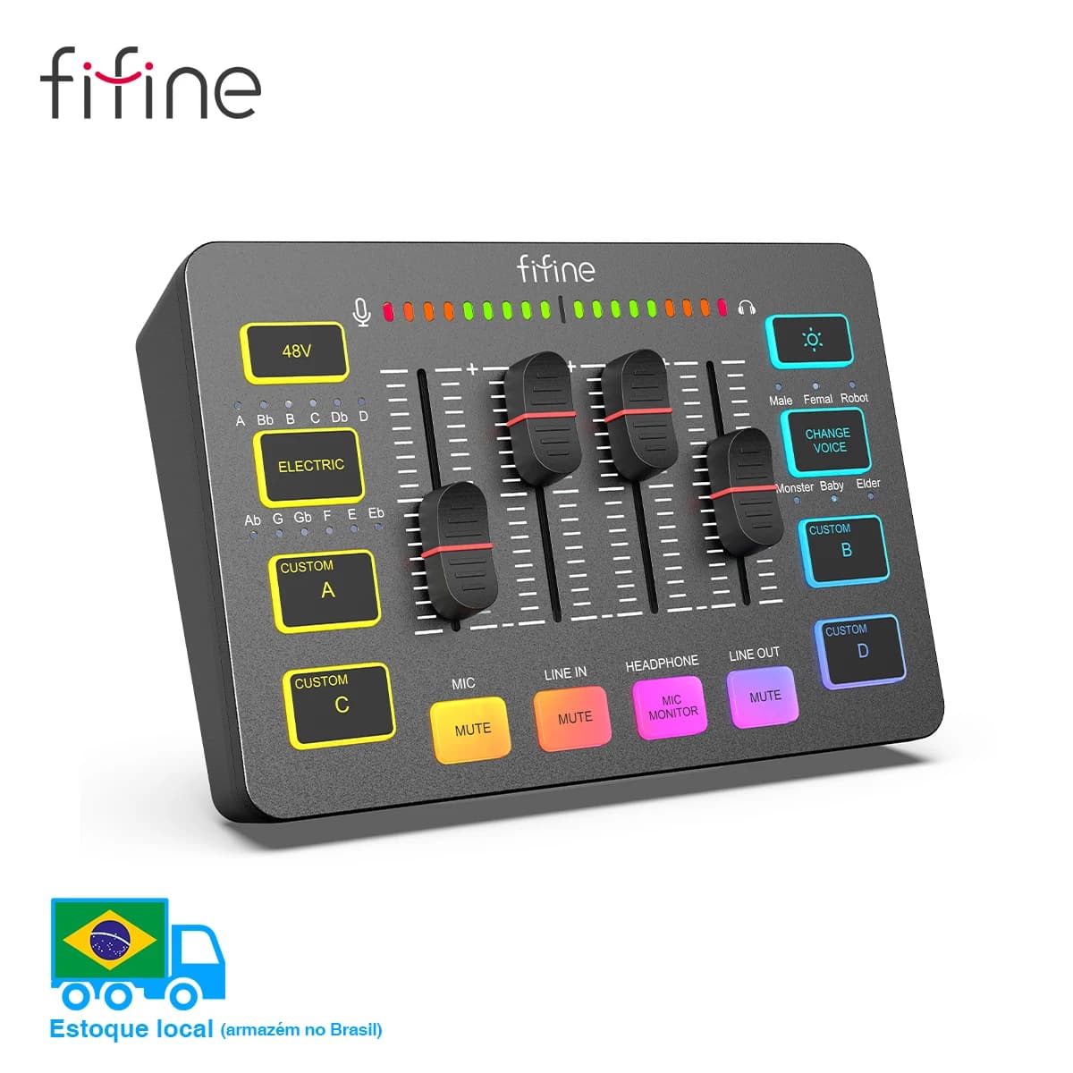 Mesa de som Fifine SC3 USB Gaming Mixer With XLR