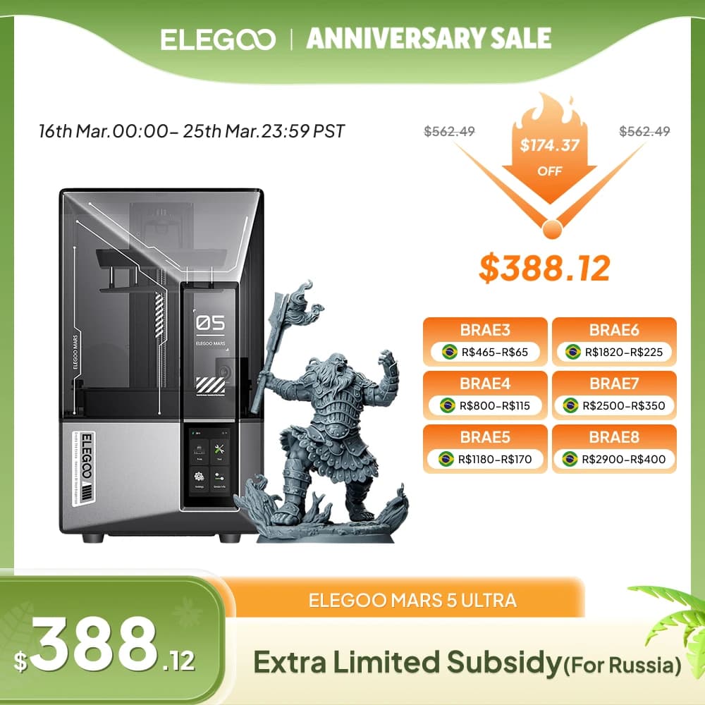 Impressora 3D ELEGOO MARS 5 ULTRA 9K MSLA com Nivelamento Automático e Câmera
