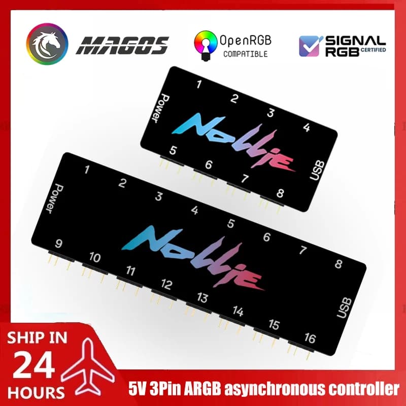 Kit 2x Controladora ARGB Nollie 8, 8 Portas 5V 3 Pinos
