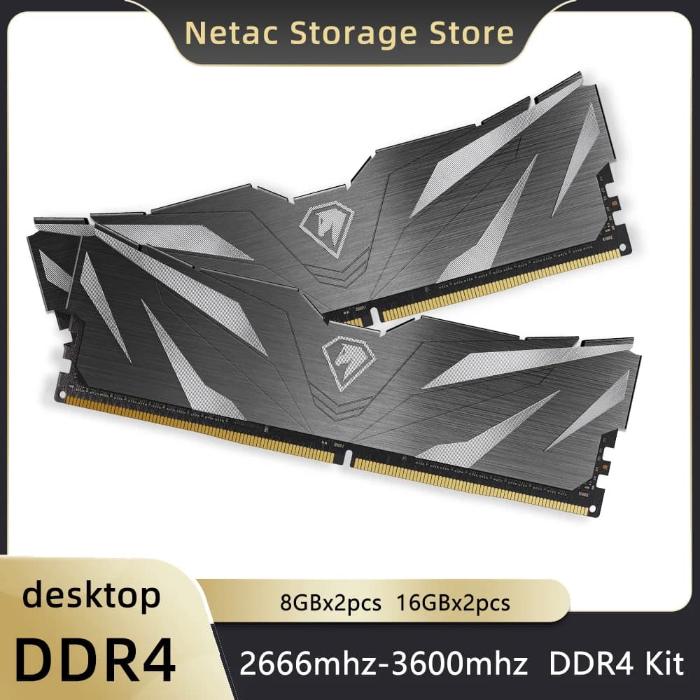 Memória RAM Netac Shadow II Preta 32 GB (2x16 GB) DDR4 3200 MHz CL16