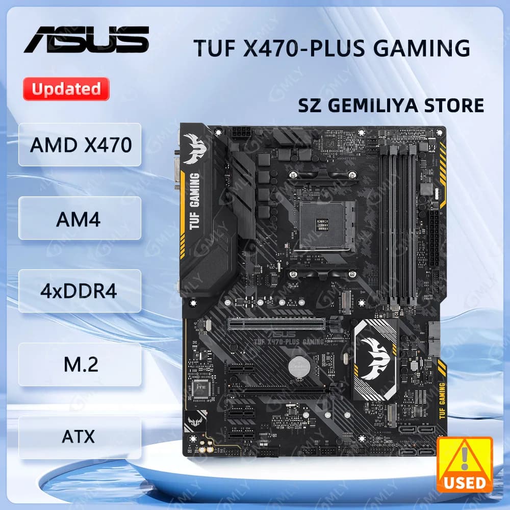 Placa Mae Asus Tuf X470 Plus Gaming Am4 Usada