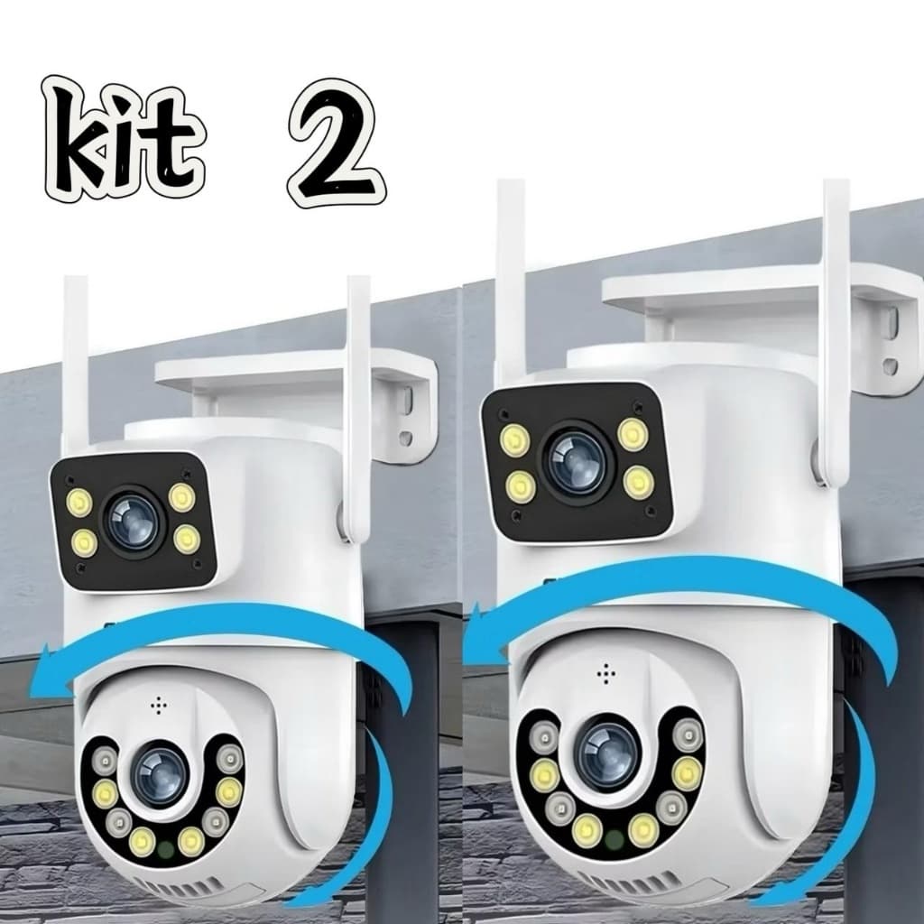 Kit 2 Câmeras de Segurança JORTAN Wi-Fi Lente Dupla Brancas