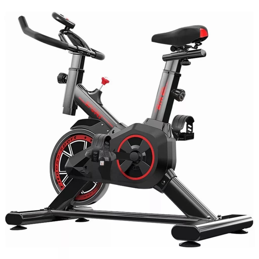 Bicicleta Ergométrica Spinning 120 kg Preta/Cinza com Detalhes Vermelhos