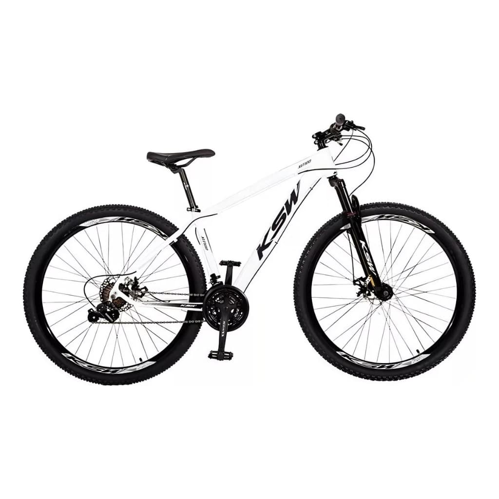 Bicicleta MTB KSW XLT 100 21V Shimano Aro 29 Quadro 17 Branco/Preto