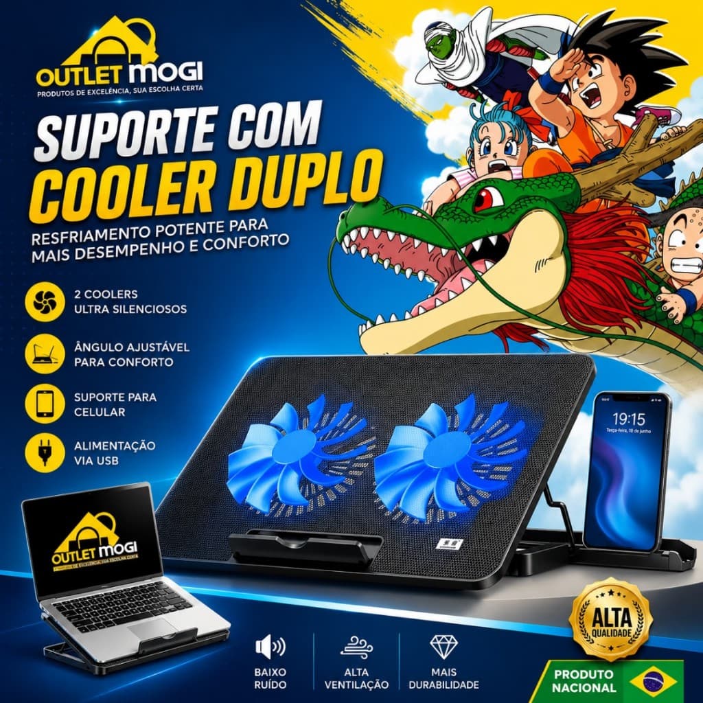Base Refrigerada para Notebook B-MAX BM-763 com 2 Coolers