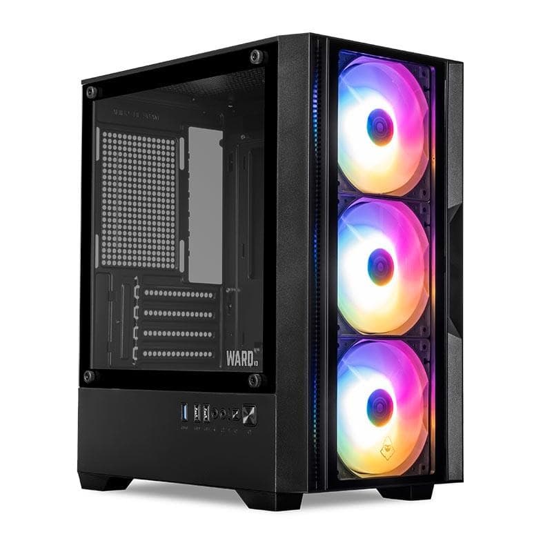 Gabinete Gamer Mancer Ward V3, Mini-Tower, Lateral de Vidro, Com 3 Fans, Preto