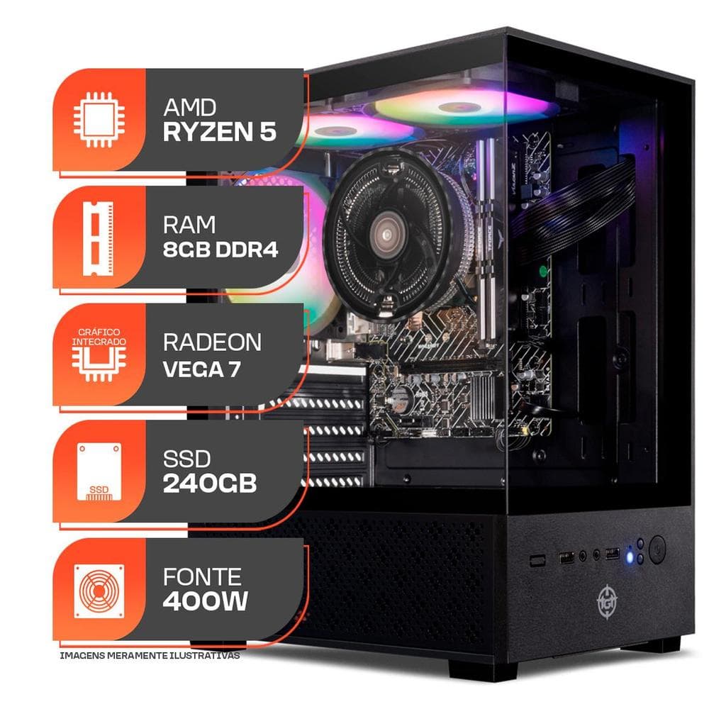 PC Forge Ryzen 5 5600GT + 8GB DDR4 + SSD 240GB