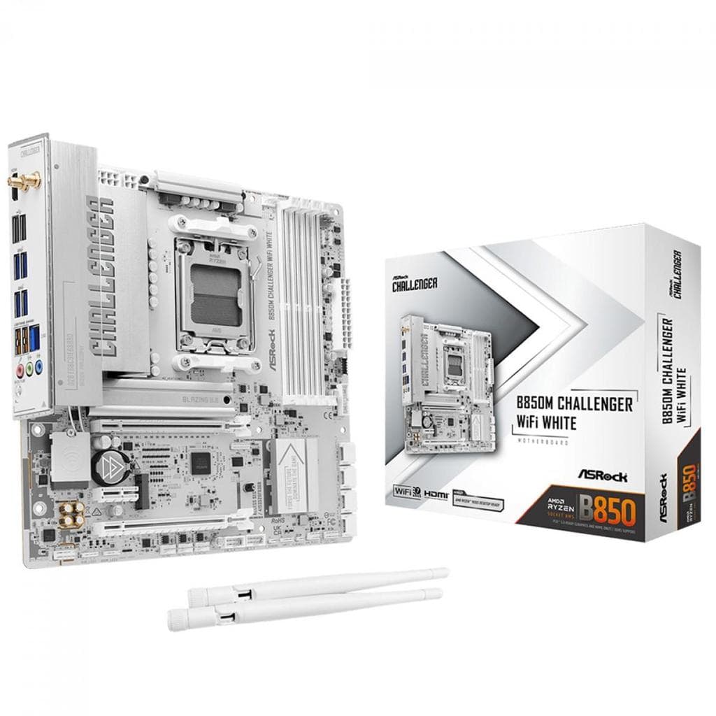 Placa Mãe ASRock B850M Challenger WiFi White, Chipset B850, AMD AM5, mATX, DDR5