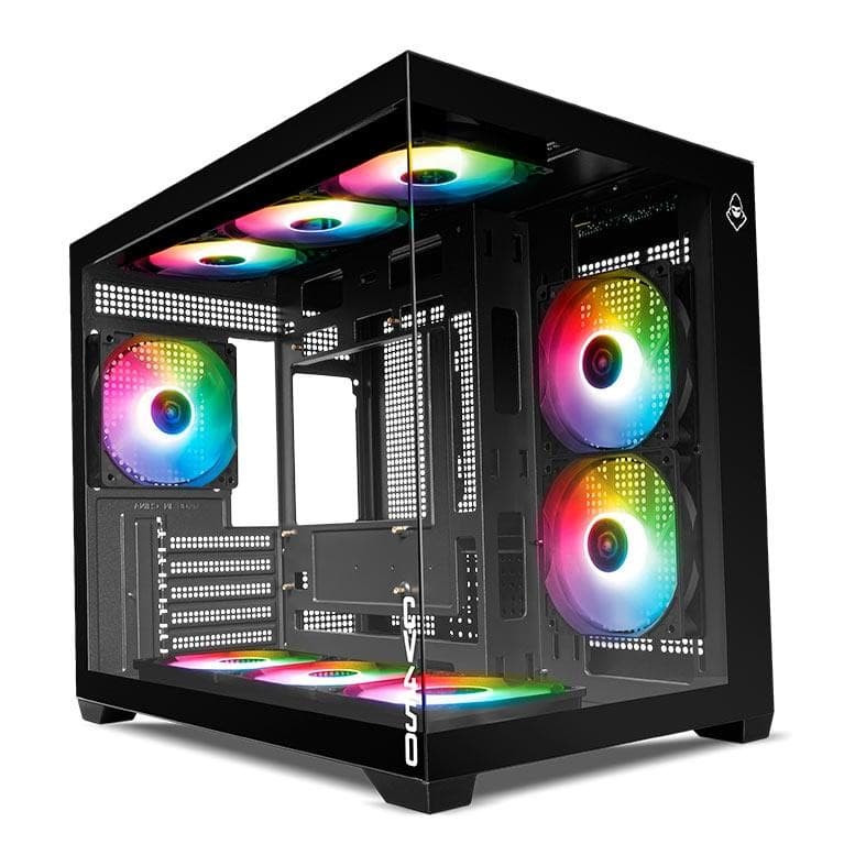 Gabinete Gamer Mancer Cv450, Mini Tower, 9 Fans, Vidro Preto