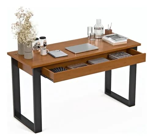 Mesa Escrivaninha Web Home Móveis com Gaveta Estilo Industrial Canela