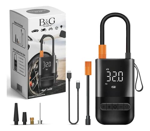 Compressor de Ar Digital Portátil Sem Fio B&G Preto