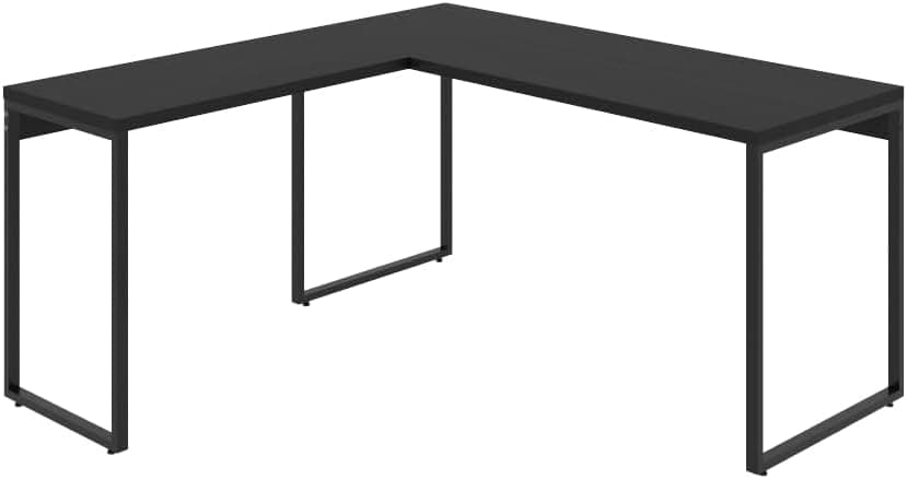 Mesa de Escritório em L Compace Kuadra 150 x 150 cm Preto Ônix / Estrutura Preta