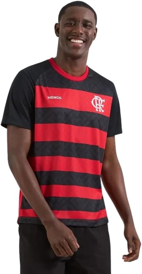 Camiseta Braziline Flamengo Principia Masculina Preto/Vermelho
