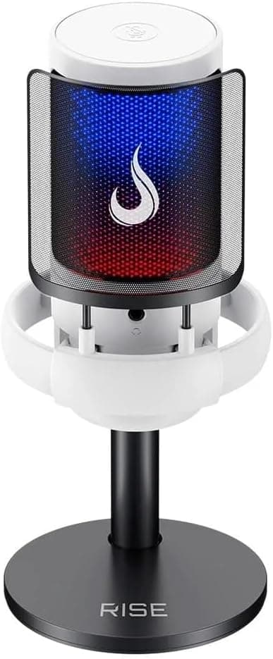 Rise Mode Elite 05 Microfone Gamer USB com Suporte de Mesa RGB, Branco