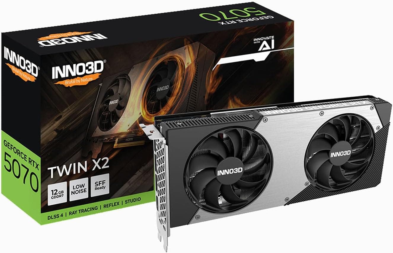 Placa de Vídeo RTX5070 GPU INNO3D GEFORCE RTX 5070 TWIN X2 12GB 192BITS GDDR7