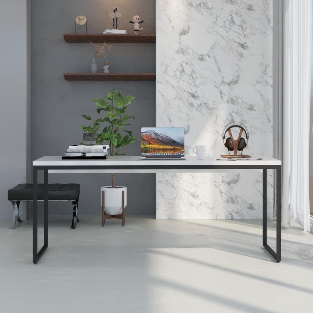 Mesa Compace Dynamica Diretor 1,80 m Branco Chess / Est.Preta