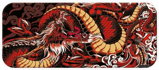 Mousepad Dragão Japonês Vermelho 90x40 cm