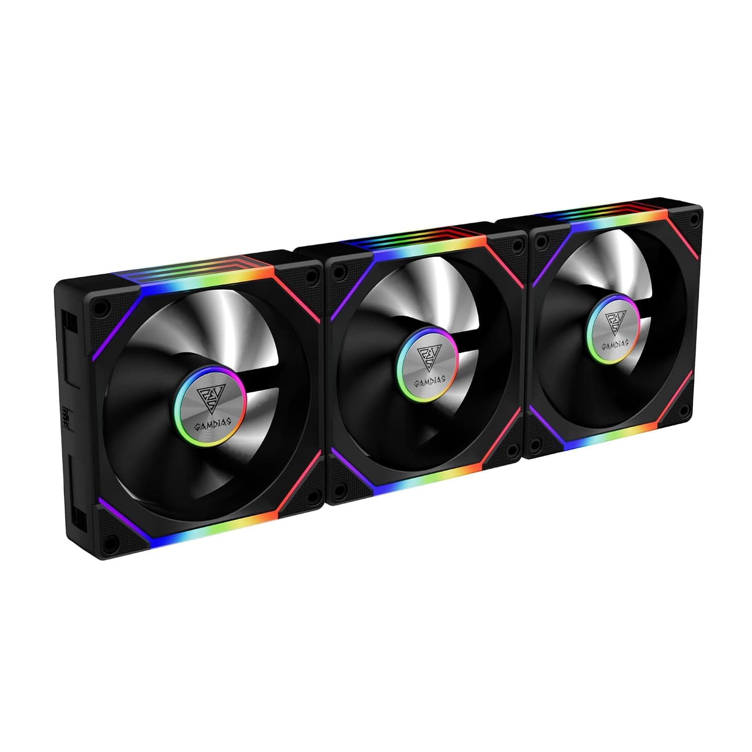 GAMDIAS 3 ventoinhas PWM ARGB de 120 mm e lâminas reversas incluídas