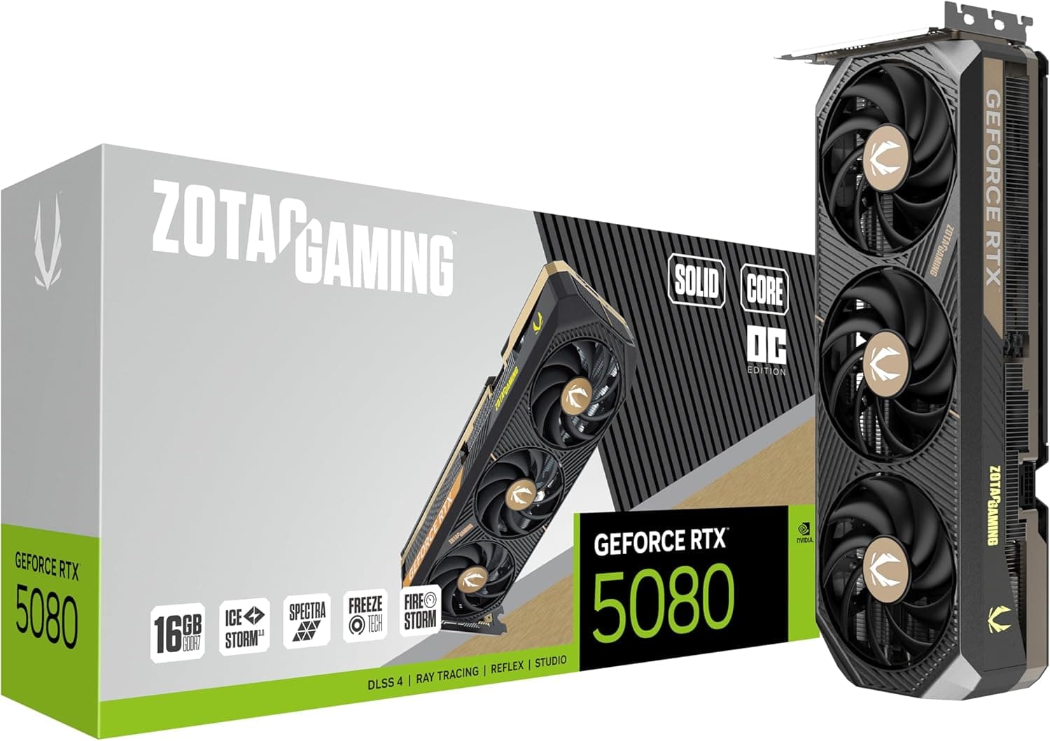 Placa de Vídeo Zotac GeForce RTX 5080 Solid Core OC 16GB GDDR7 256 bits