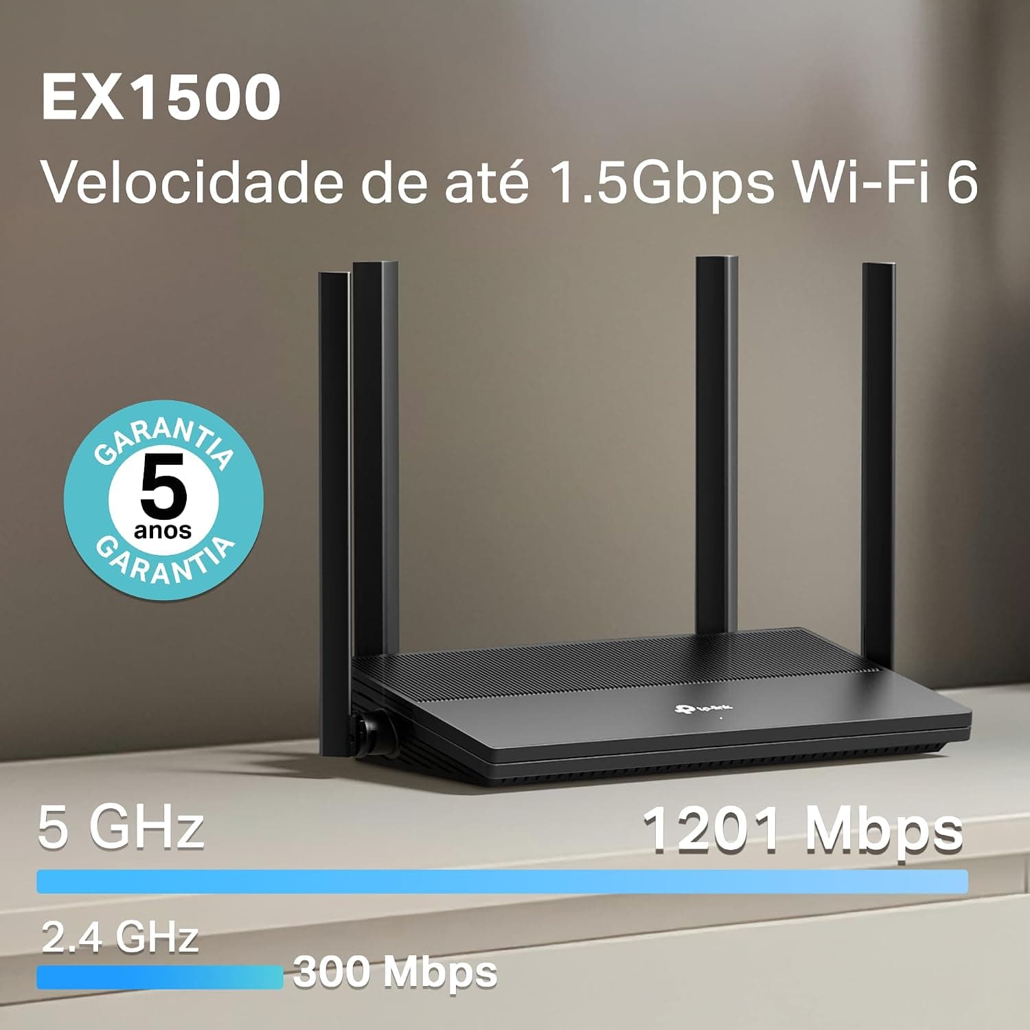 Roteador Wi-Fi 6 AX1500 Dual Band EX1500 3x Porta Lan, 1x Portas Wan TP-Link