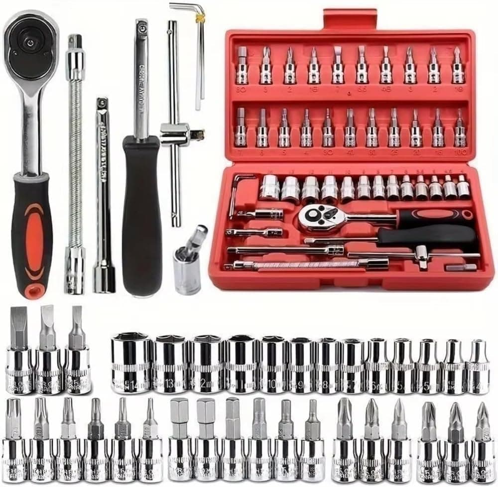 Kit 46 Chave Catraca Jogo De Soquetes Allen Torx Ferramentas soquete de 1/4