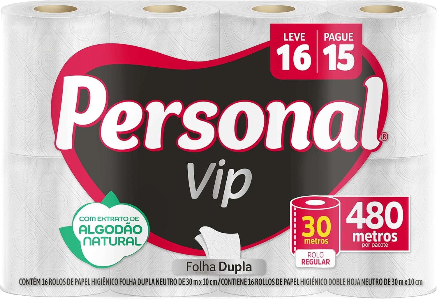 Personal Papel Higiênico Vip Folha Dupla, 16 Unidades Branco