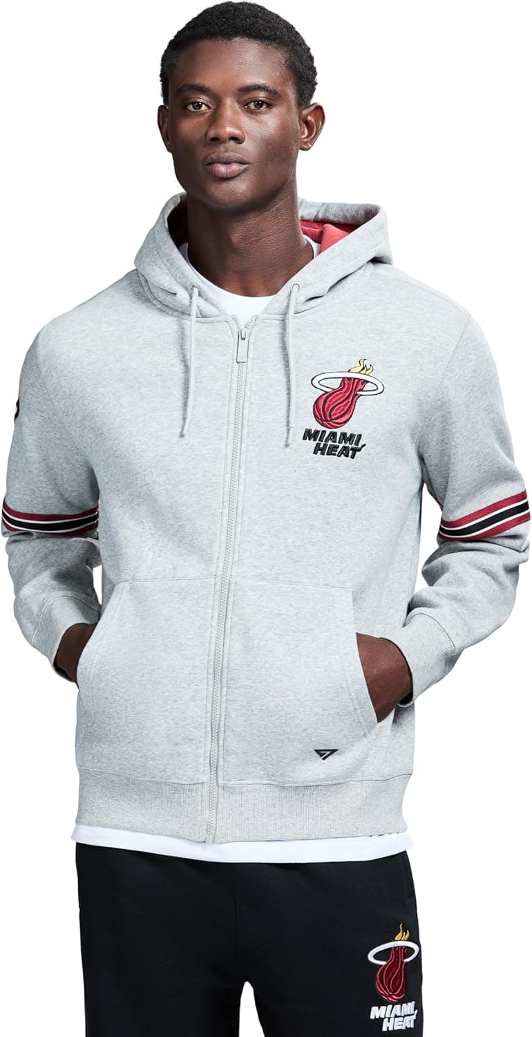 Moletom com Capuz e Zíper GAME 7 x NBA Miami Heat Cinza Mesclado G