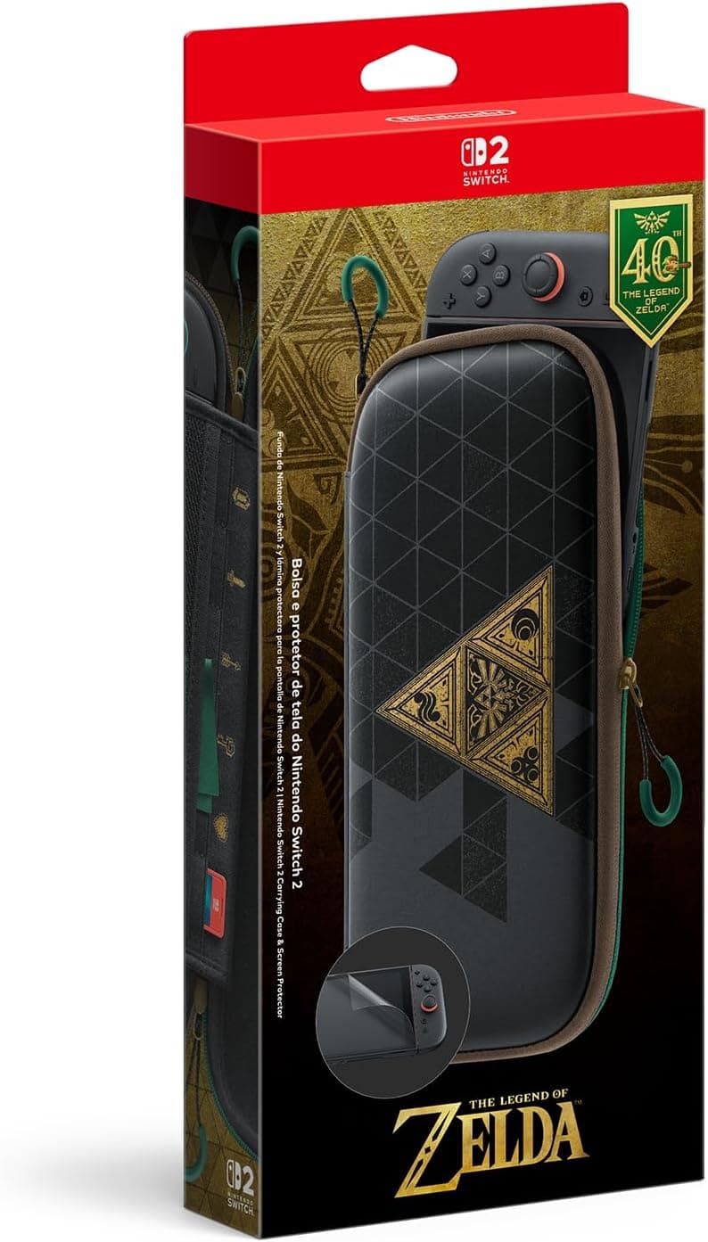 Case de Proteção Nintendo Switch 2, Edição 40 Anos The Legend of Zelda, Preto e Dourado