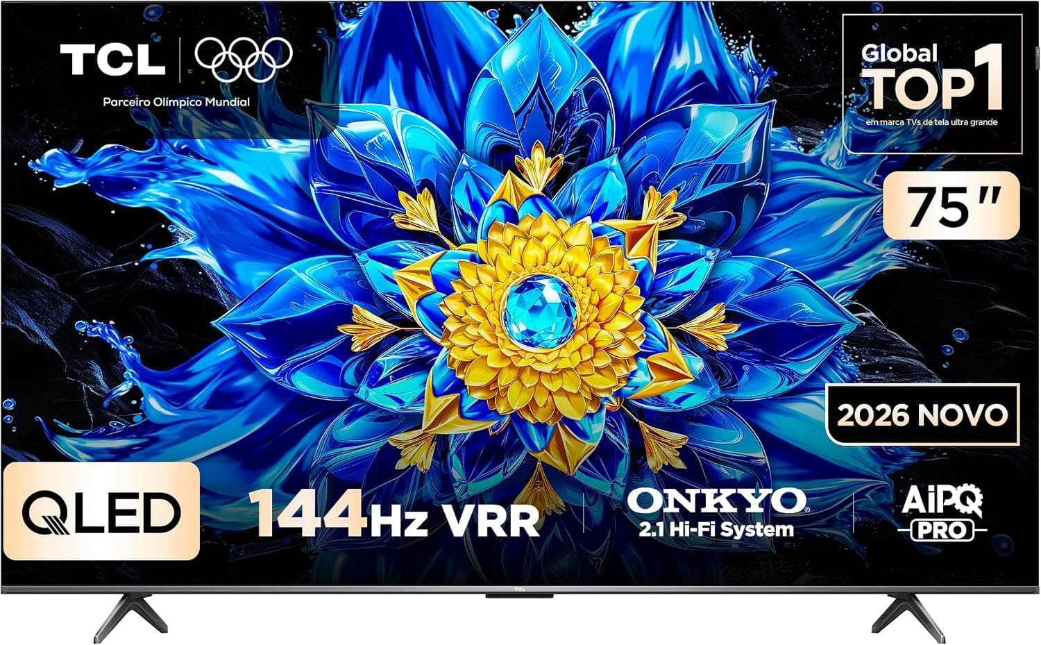 75 P8L Smart TV TCL Polegadas QLED 4K WiFi Bluetooth Google HDR10+ 144 Hz VRR