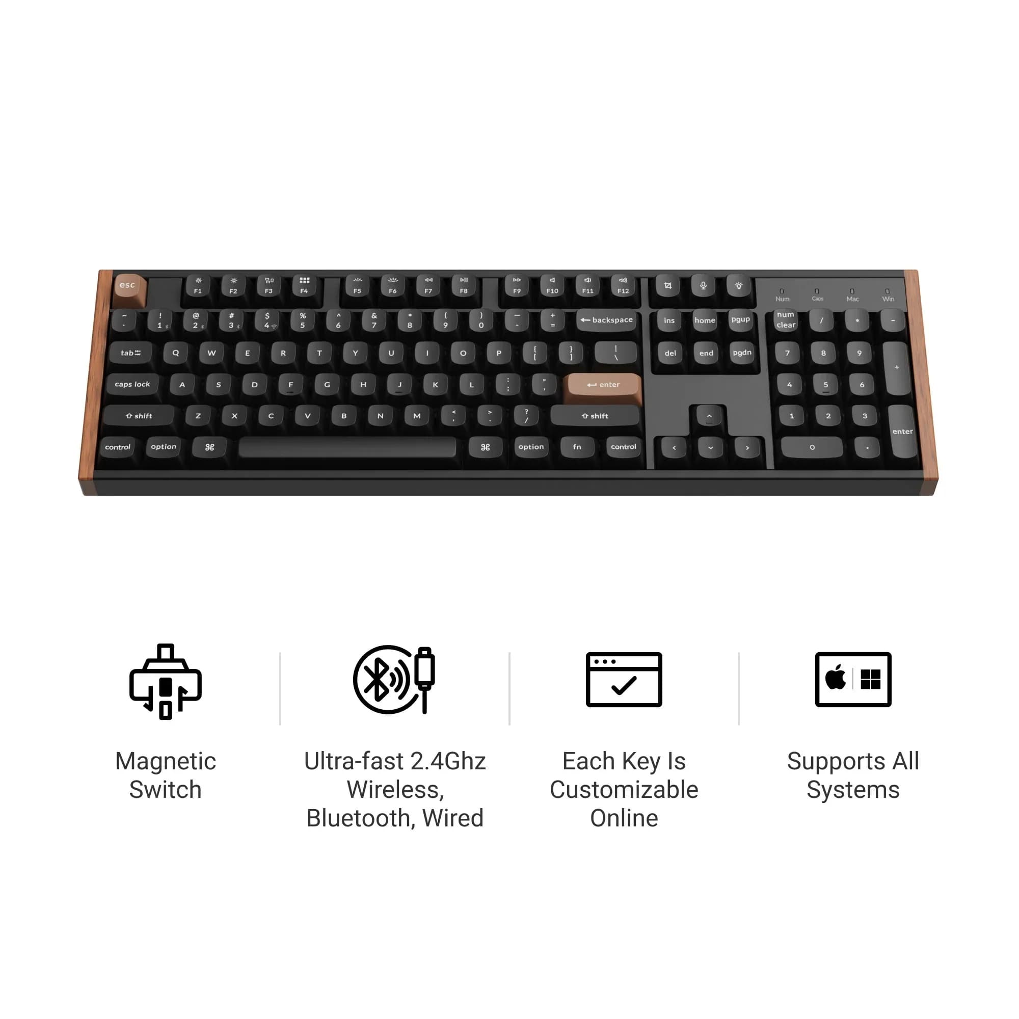 Teclado Magnético Keychron k10 he sem fio edição especial 100% RGB Backlight