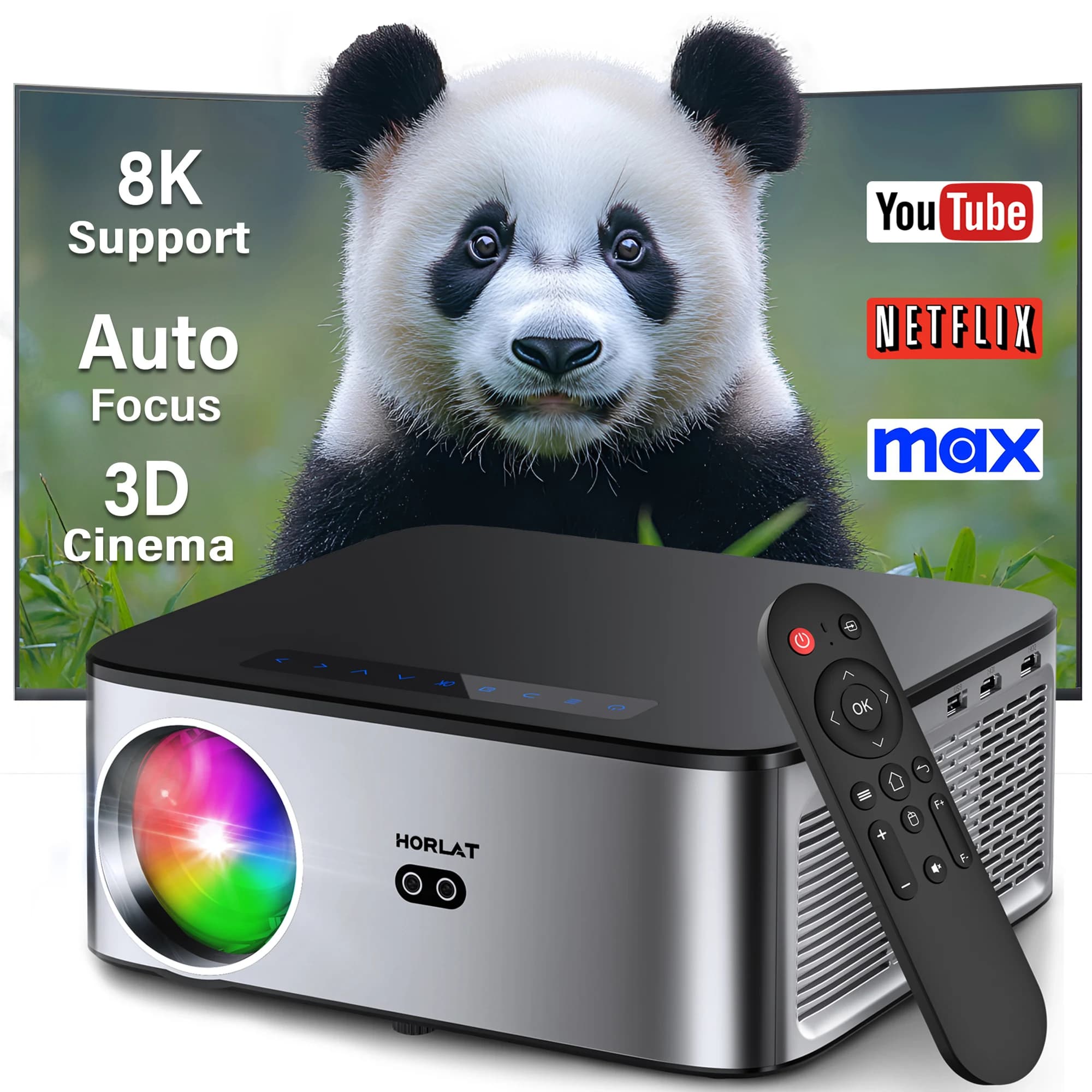Projetor HORLAT T09 35000 lúmens Full HD Android - Plugue EU