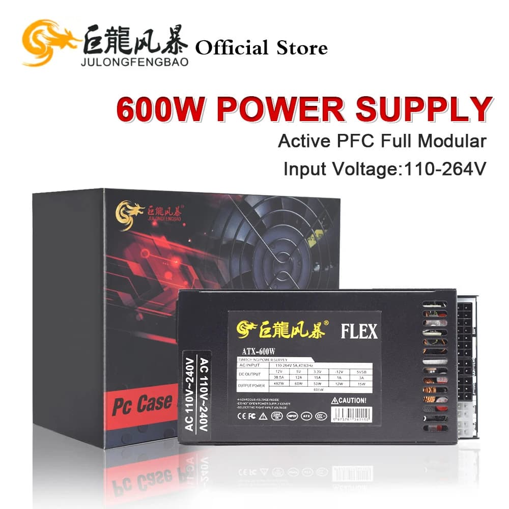 Fonte JULONGFENGBAO Flex ATX 600W Full Modular 1U