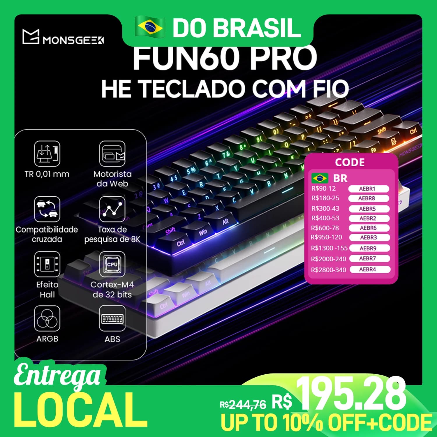 Teclado Magnético Akko MonsGeek FUN60 PRO HE 60%