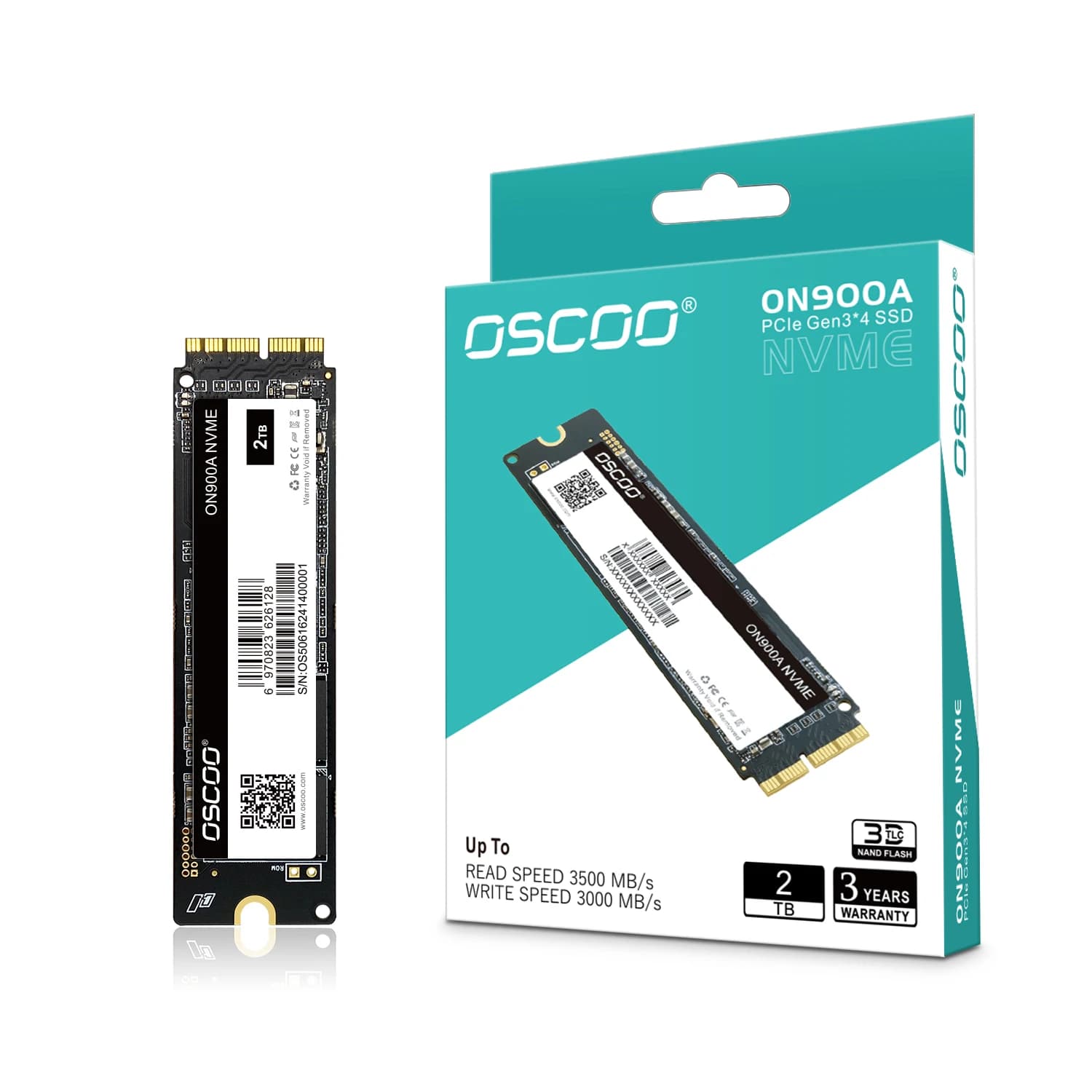 OSCOO NVME SSD PCIE 3.0 2TB 3500Mbs - 3000Mbs