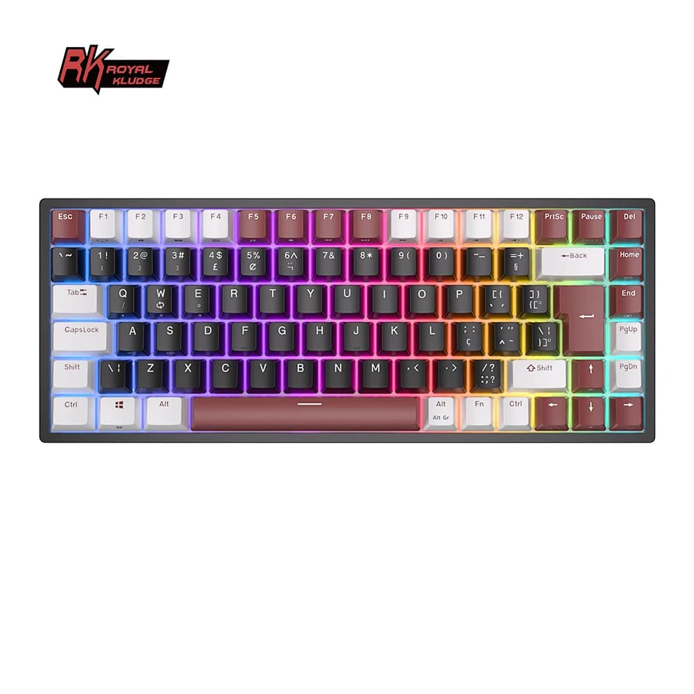 Teclado Mecanico Sem Fio ABNT RK 84, 3850Mah 3 Portas Usb