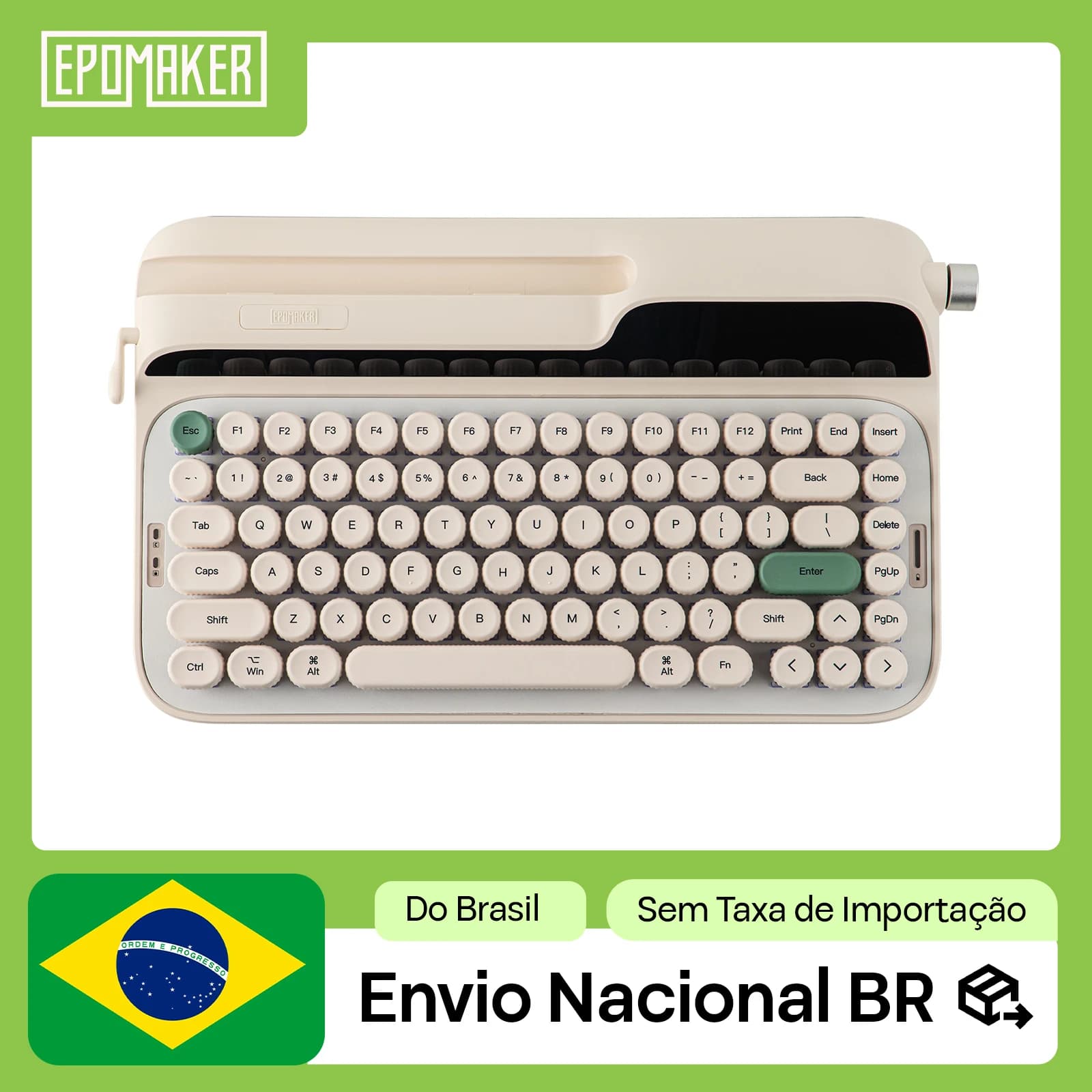 Teclado Mecanico Epomaker Glyph Retro Com Tela 8000mah